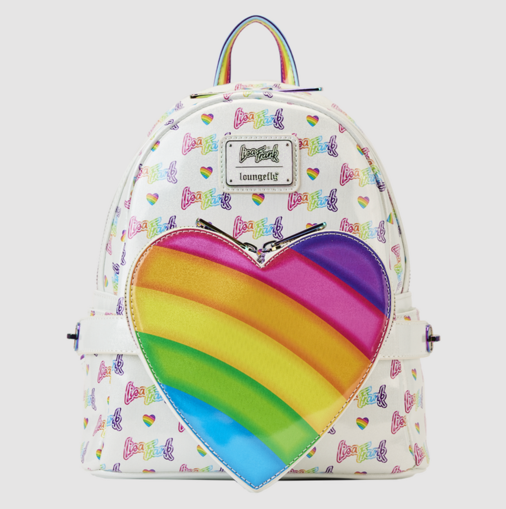 Loungefly Lisa Frank Rainbow Heart Mini Backpack with Waist Bag