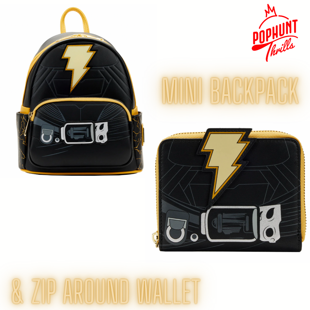 Loungefly DC Comics Black Adam Light Up Cosplay Mini Backpack  & Zip Around Wallet Bundle