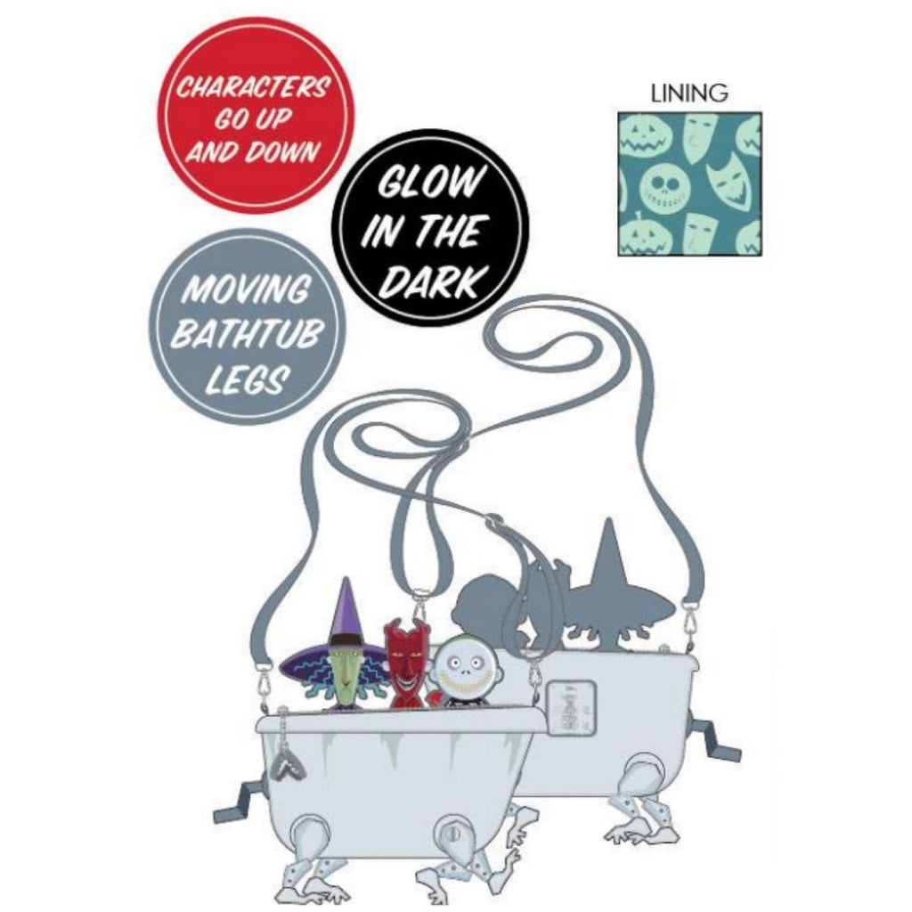 Loungefly Disney Nightmare Before Christmas Lock Shock Barrel Bathtub Cross Body Bag