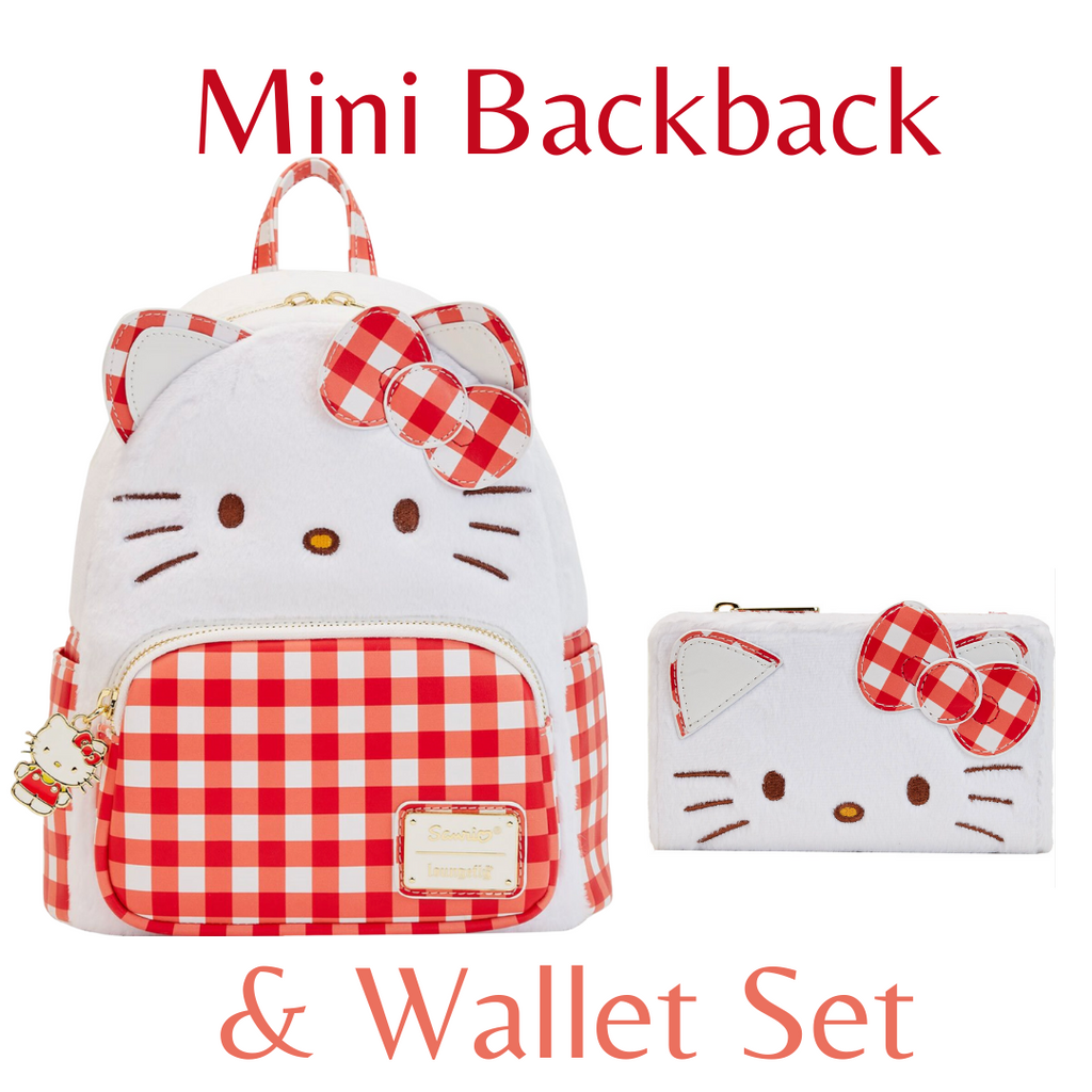 Loungefly Sanrio Hello Kitty Gingham Cosplay Mini-Backpack And Wallet Bundle
