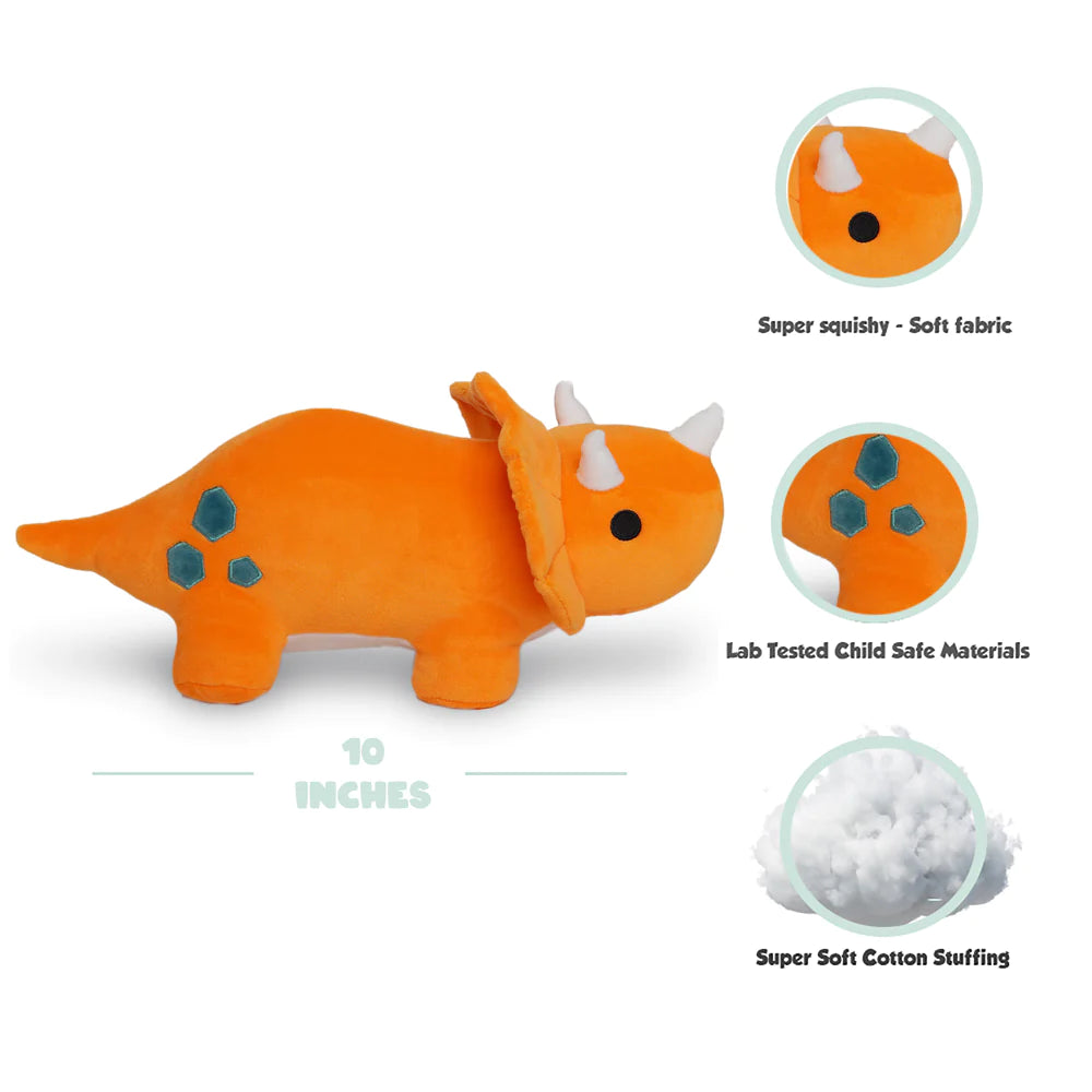 Orange Triceratops Plush Stuffed Animal