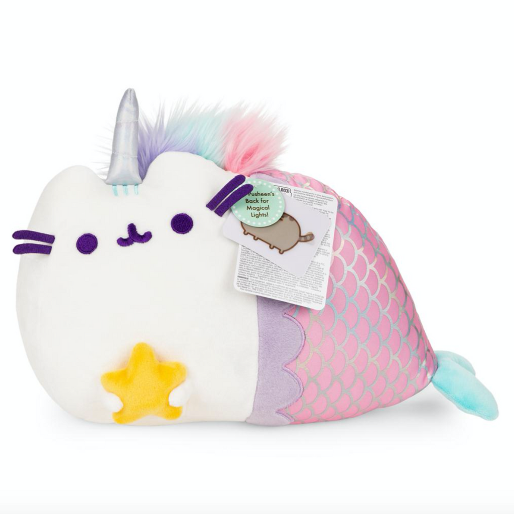 Pusheen Magical Lights Mermaid Pusheenicorn Touch-Activated Light Up Cat Plush Stuffed Animal, 12`