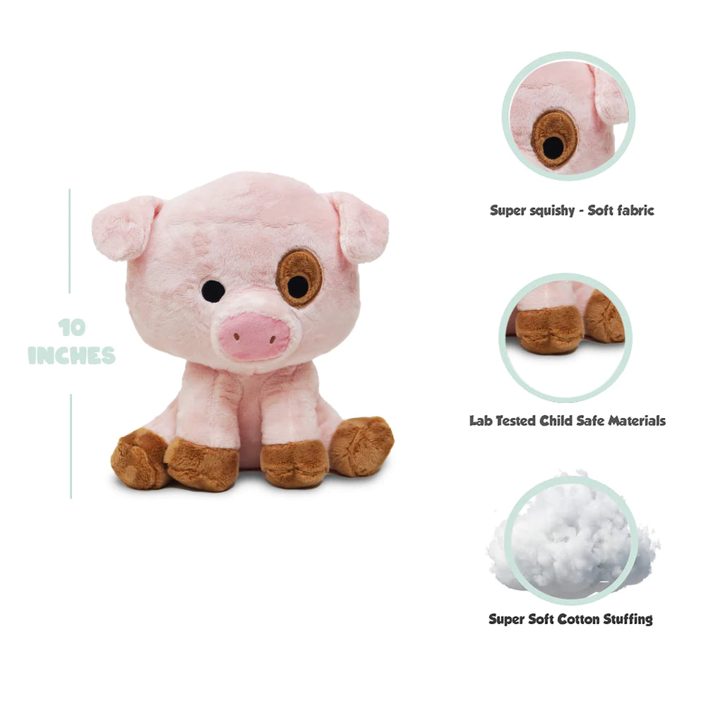 Fuzzy Sitting Spotted Pig Plush Stuffed Animal